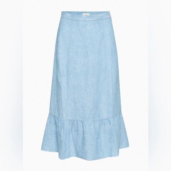 Wilfred Aritzia Chariot Linen Skirt Women’s Size 6 Chambray Blue High Rise Midi - Picture 1 of 7